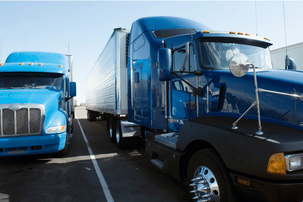 Blue semi trucks
