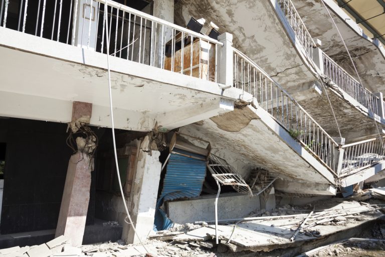 collapsed building