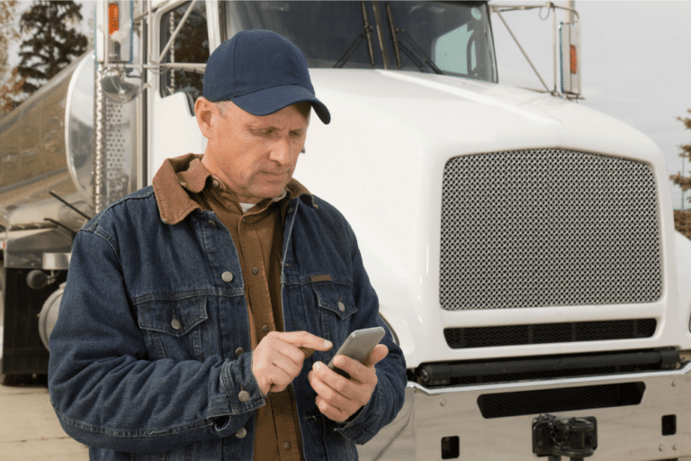 Trucker making a call