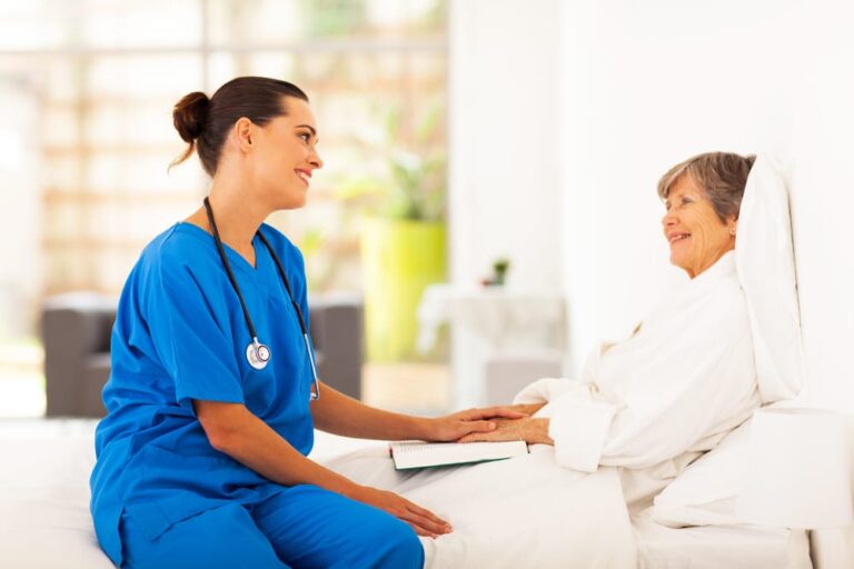 nurse visiting senior patient