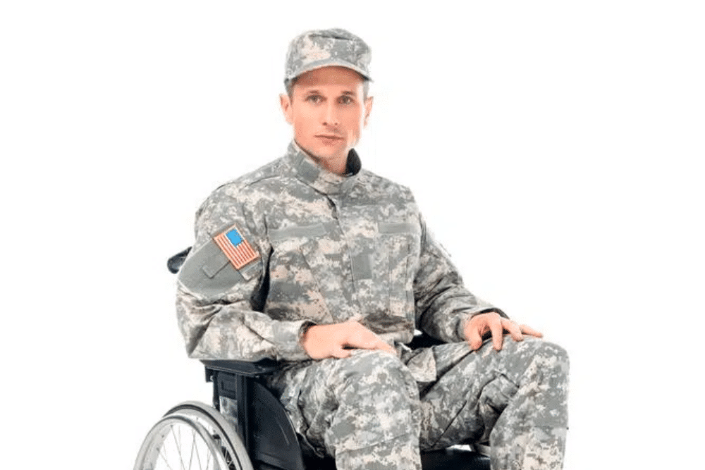 Military man in wheelchair