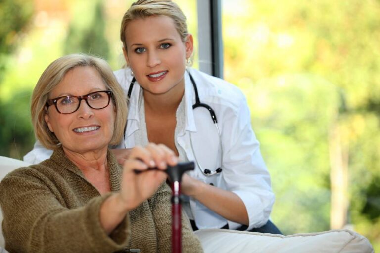 A nurse and a senior patient