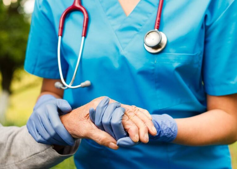 A nurse and a patient