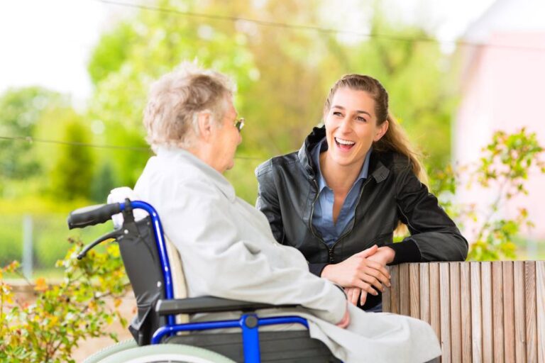 A senior being cared for