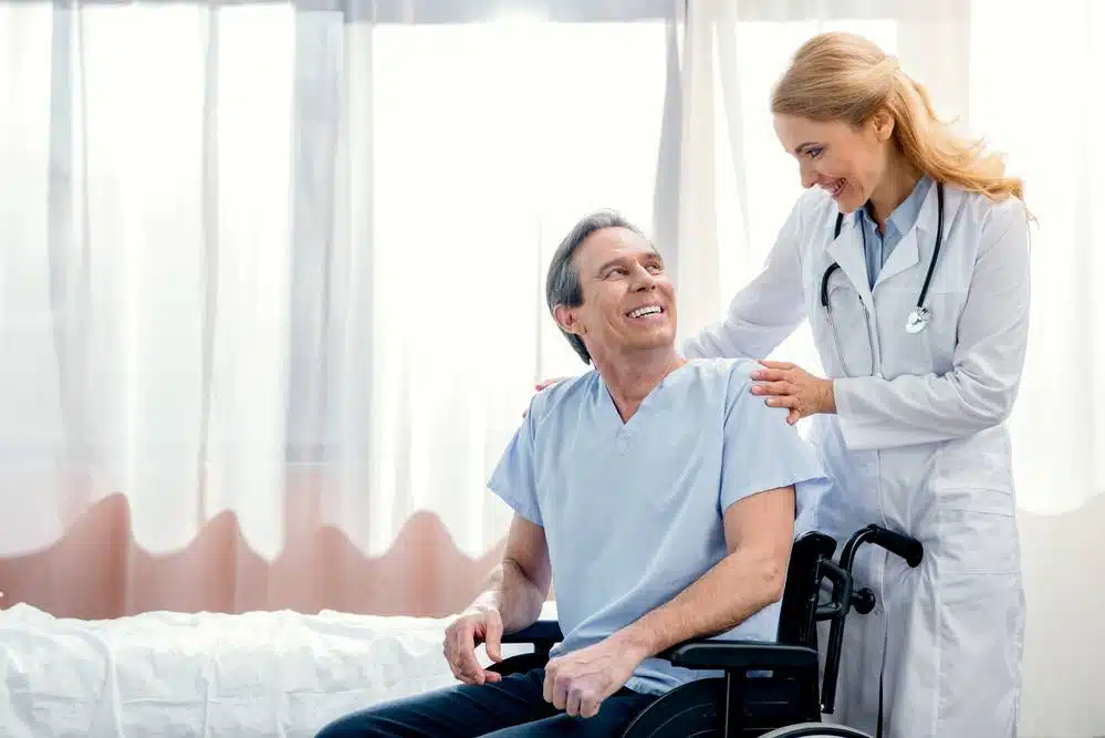 A nurse and senior patient