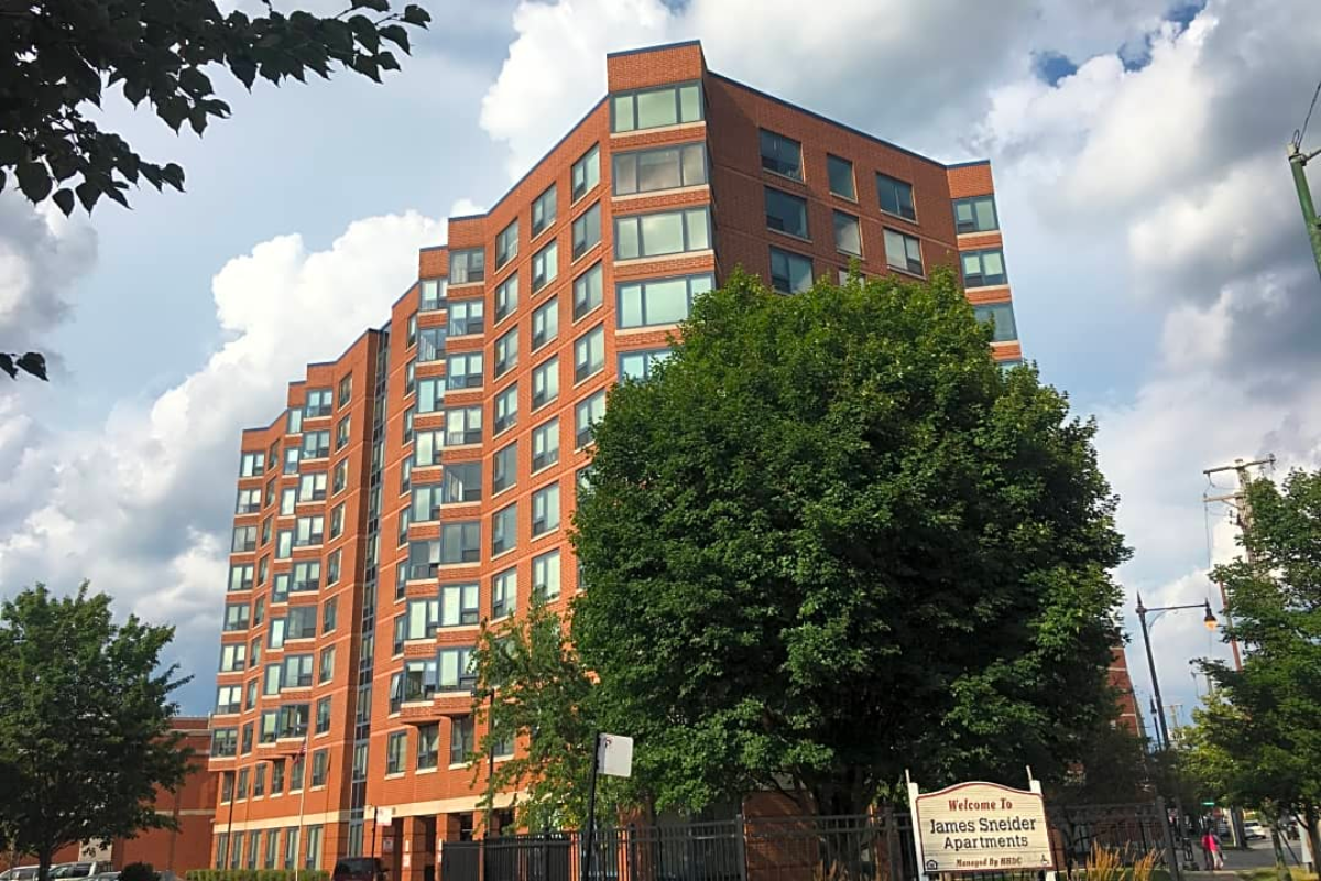 James Sneider Apartments with foliage