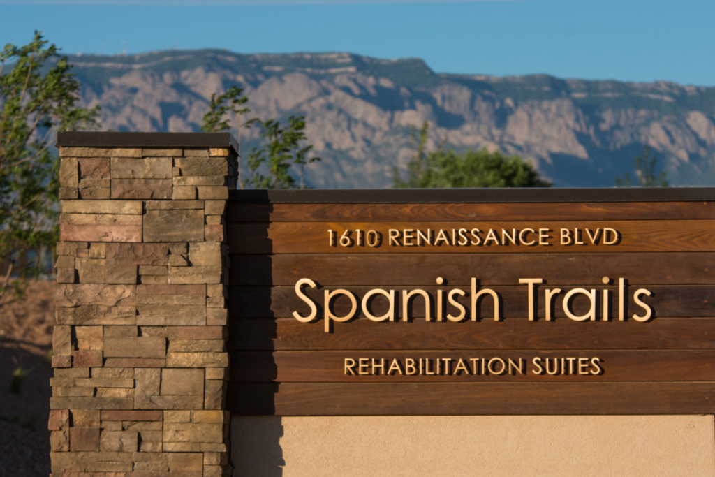 Sign for Spanish Trails Rehabilitation Suites