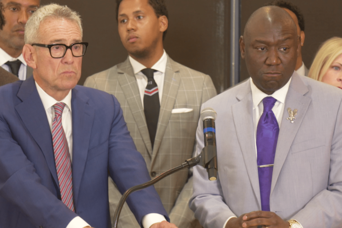 Steve Levin and Ben Crump at Press Conference Representing Northwestern University Football Team