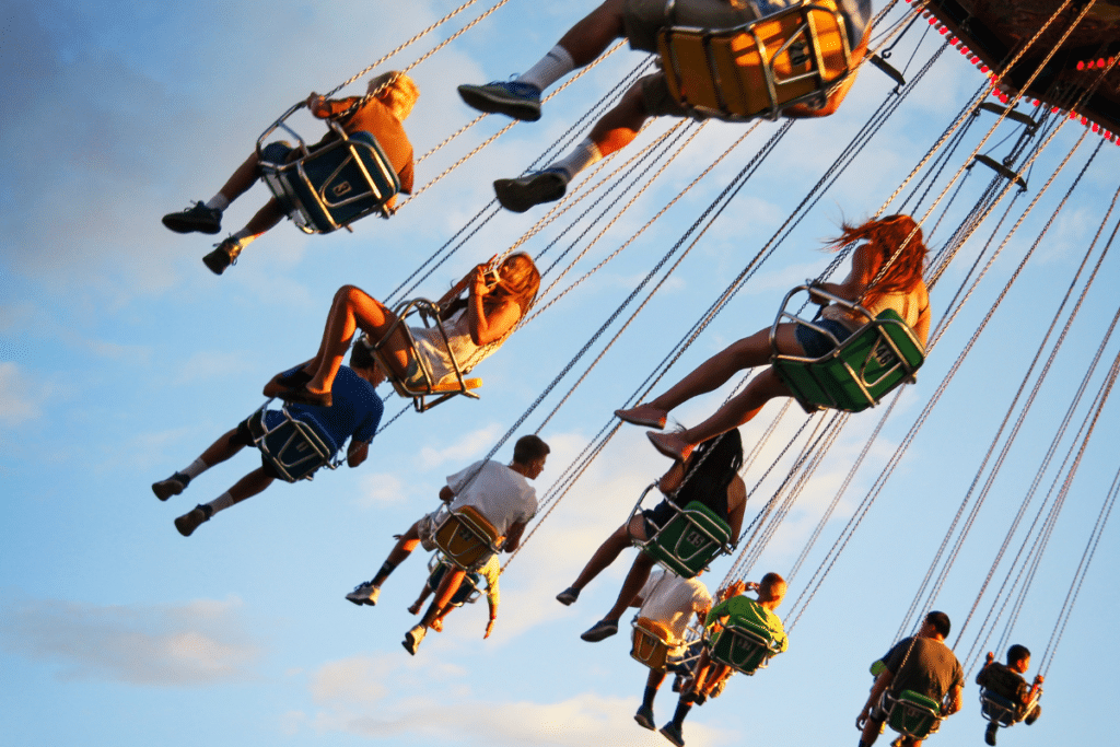 Amusement park swings