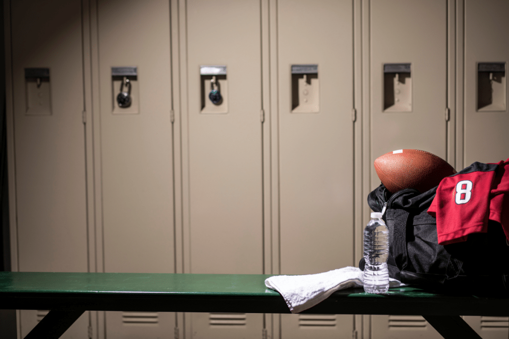 High school football locker room