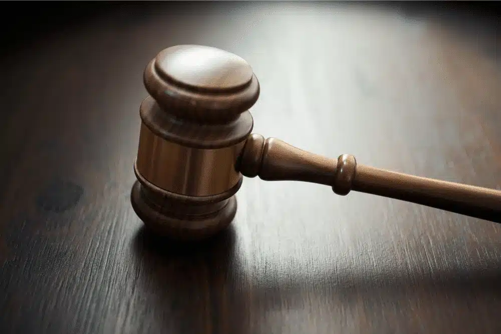 wooden gavel on a desk