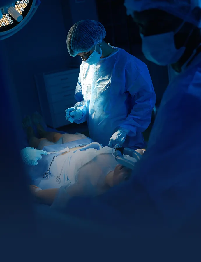 Surgeon working on apatient in an operating room