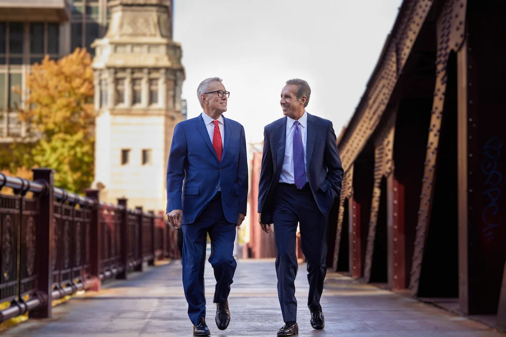 steve Levin and john Perconti walking in chicago