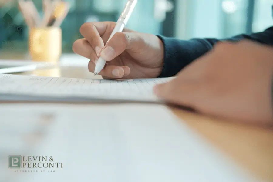 An Image showing a man filling out an application