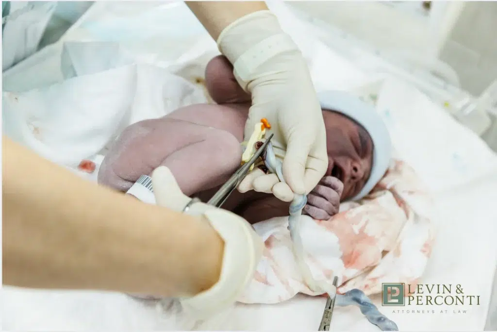 newborn infant receiving post-delivery medical attention
