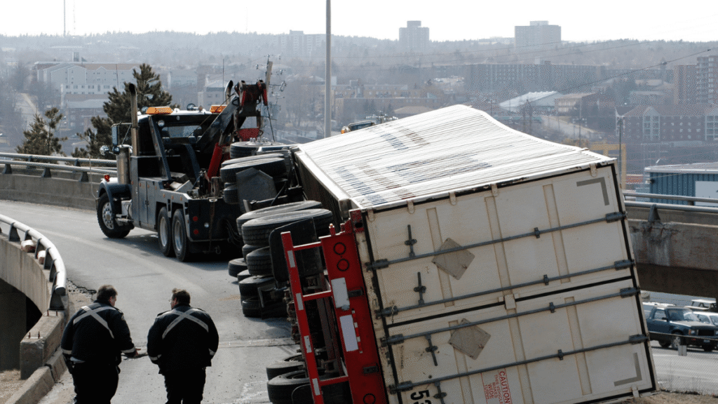 An accident where a truck hit a car