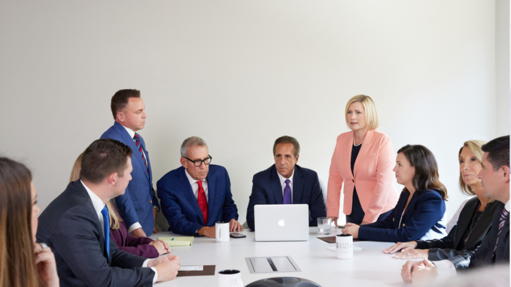 the attorneys at Levin & Perconti in a meeting
