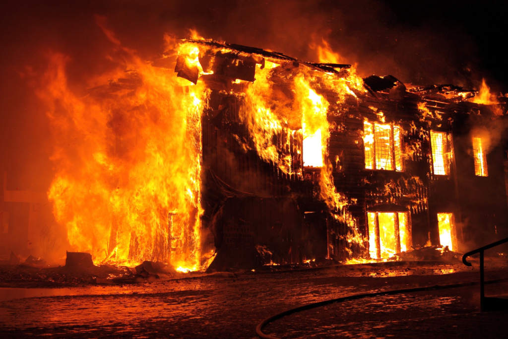 a house burning in Chicago