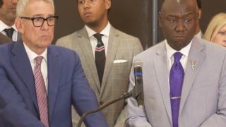 Steve Levin and Ben Crump at Press Conference Representing Northwestern University Football Team